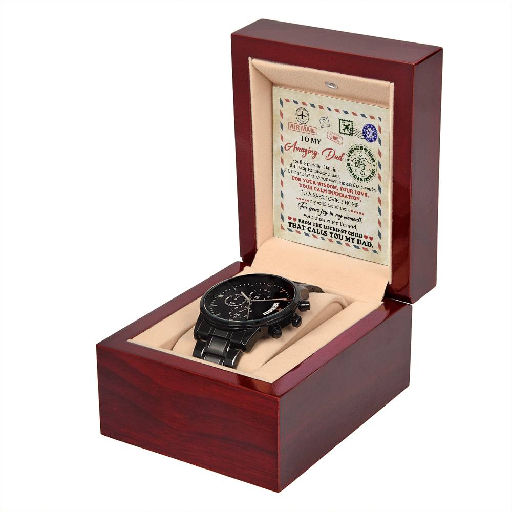 Dad - The Luckiest Child - Metal Chronograph Watch