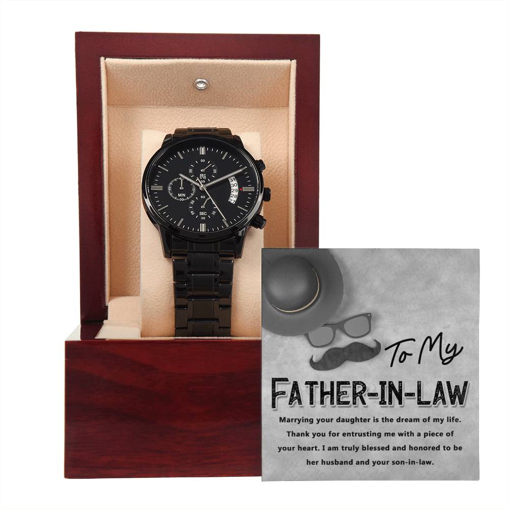 Father-in-Law - Honored To Be - Metal Chronograph Watch