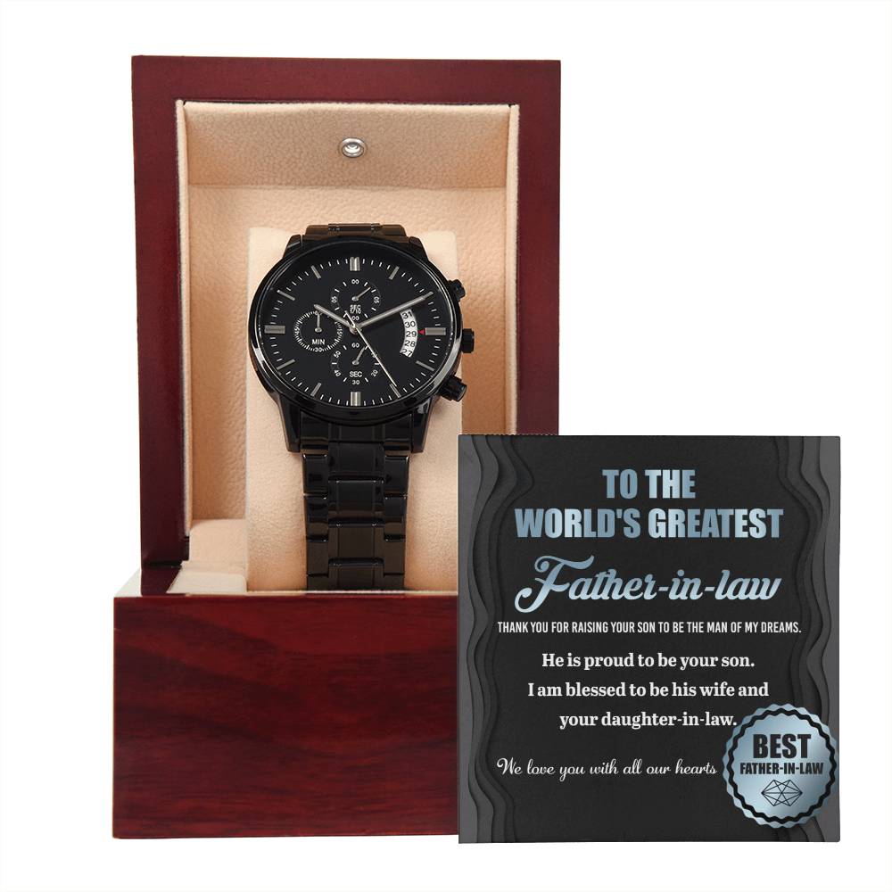 Father-in-Law - Proud To Be - Metal Chronograph Watch