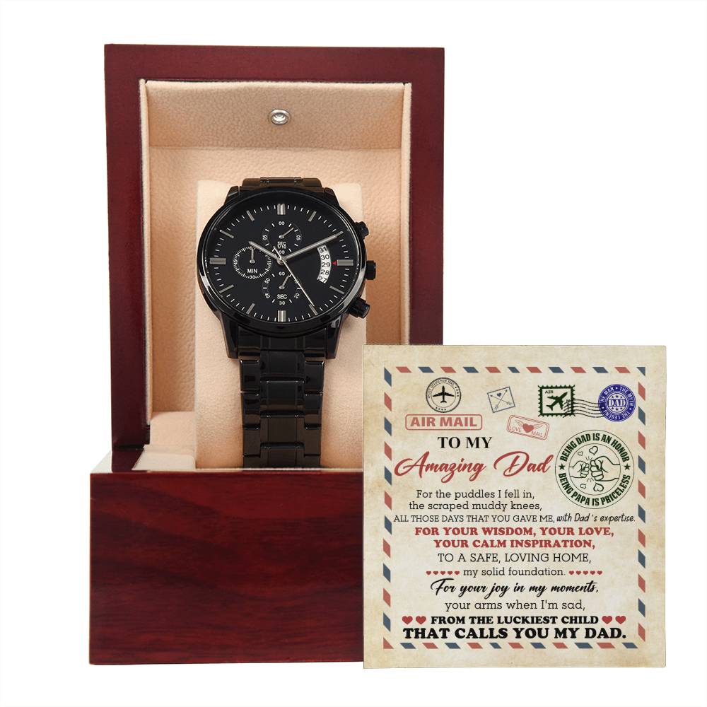 Dad - The Luckiest Child - Metal Chronograph Watch