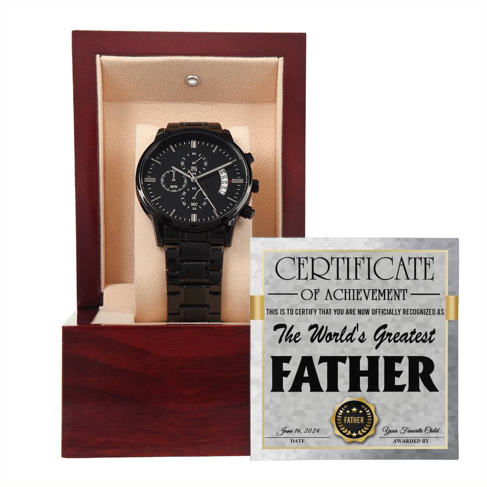 Dad - World's Greatest Father - Metal Chronograph Watch