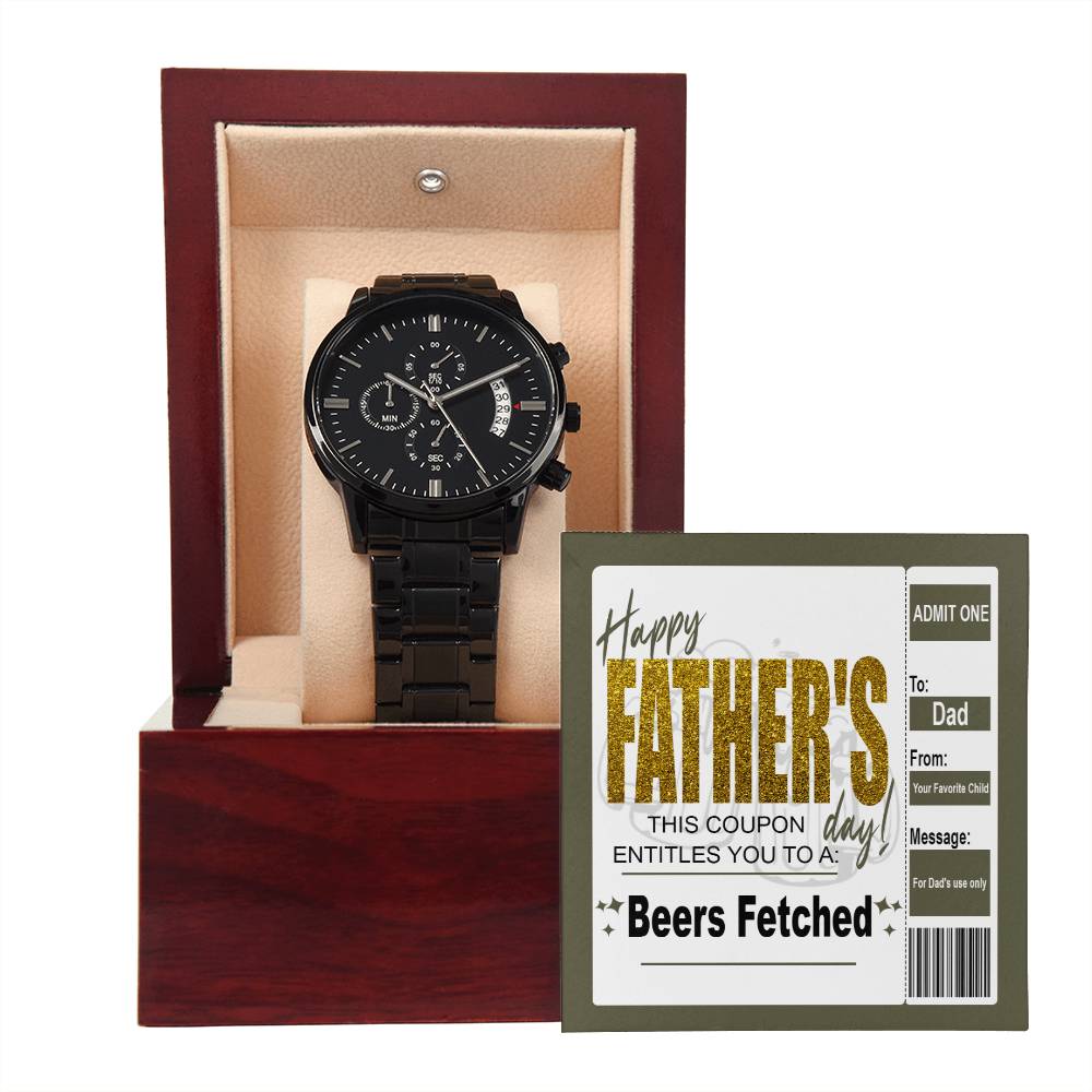 Dad - Beers Fetched - Metal Chronograph Watch