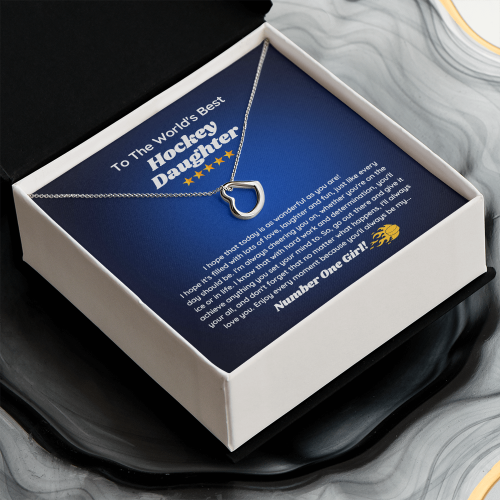 To The World's Best Hockey Daughter - Delicate Heart Necklace
