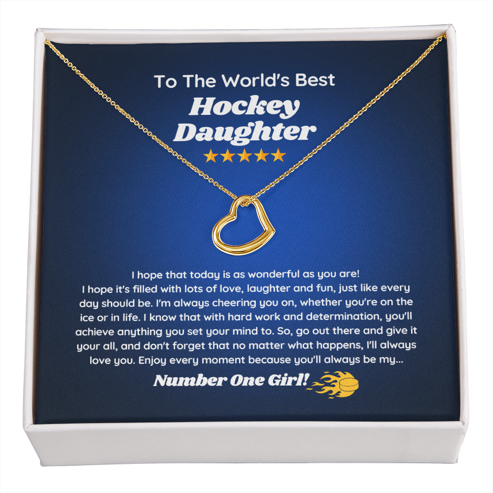 To The World's Best Hockey Daughter - Delicate Heart Necklace