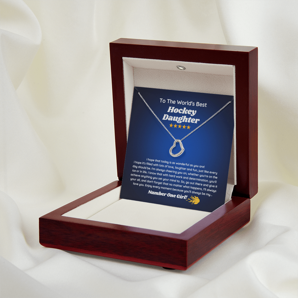 To The World's Best Hockey Daughter - Delicate Heart Necklace