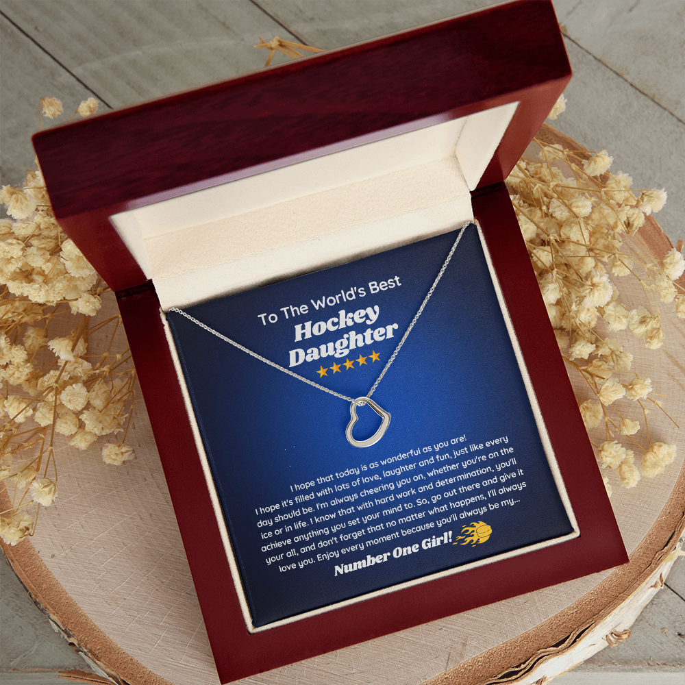To The World's Best Hockey Daughter - Delicate Heart Necklace