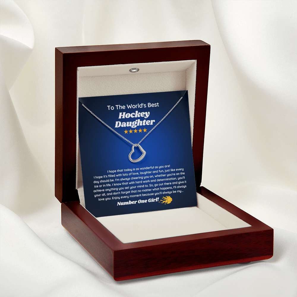To The World's Best Hockey Daughter - Delicate Heart Necklace