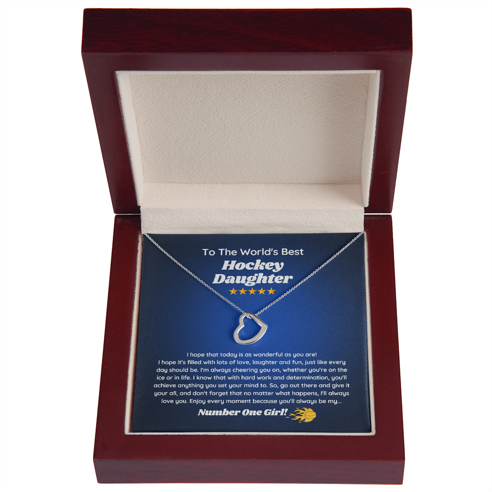 To The World's Best Hockey Daughter - Delicate Heart Necklace