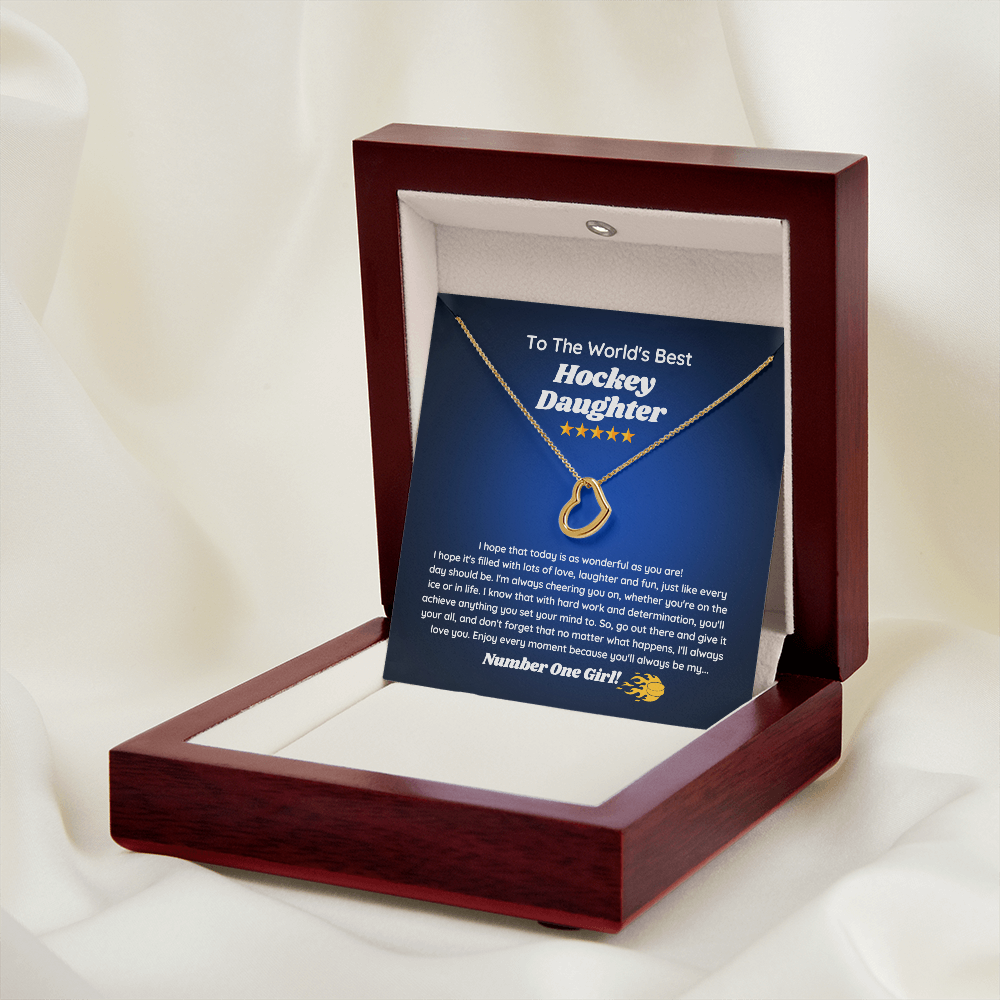 To The World's Best Hockey Daughter - Delicate Heart Necklace