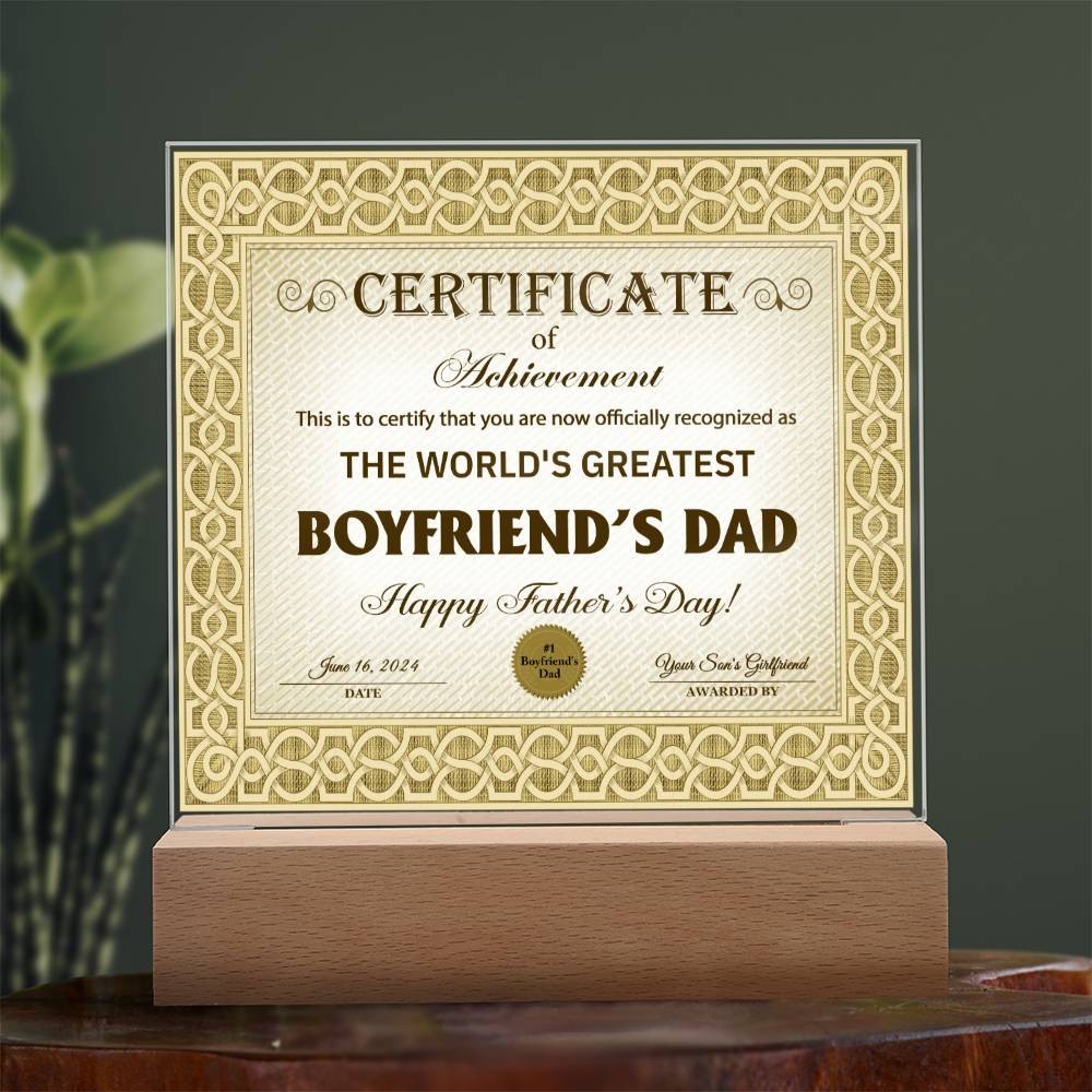 Boyfriend's Dad - Certificate Of Achievement