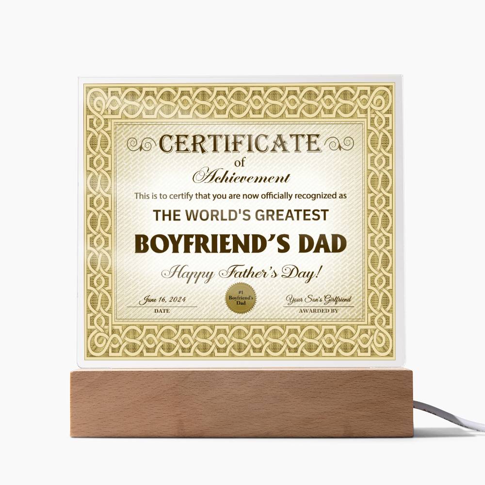 Boyfriend's Dad - Certificate Of Achievement