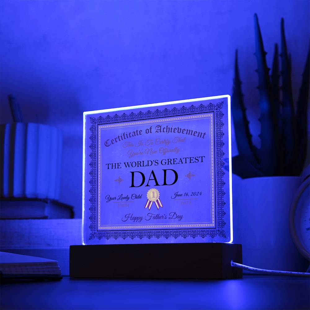 World's Greatest Dad Certificate - Acrylic
