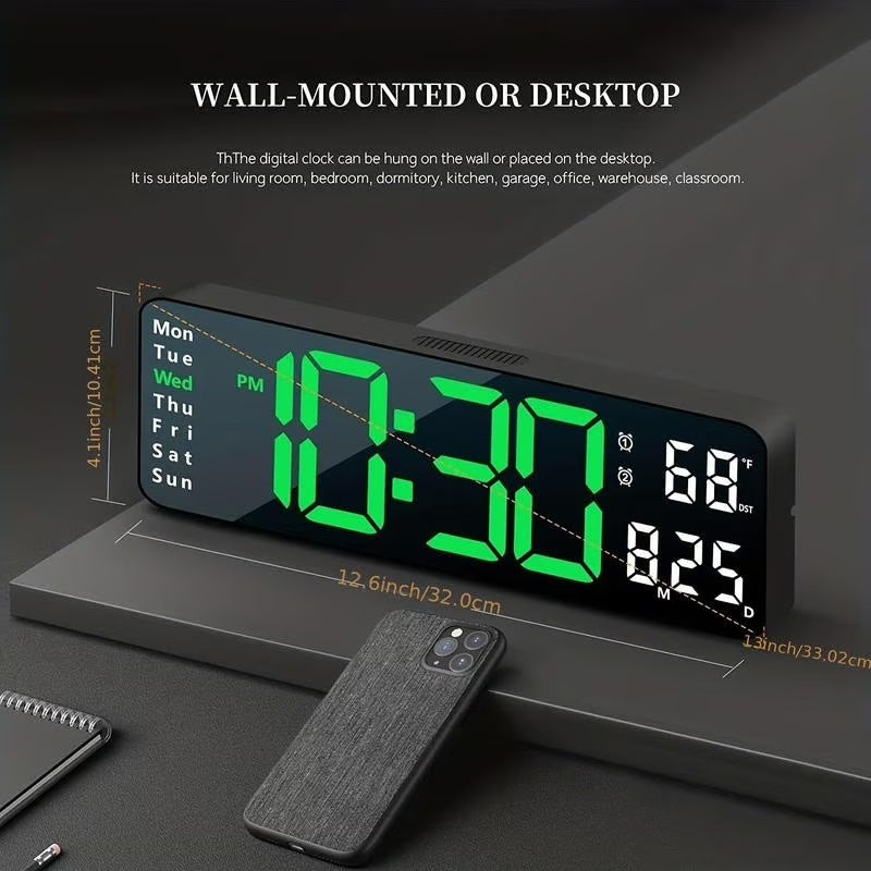 13” Smart Watch: Temperature, Date, Night Light & More
