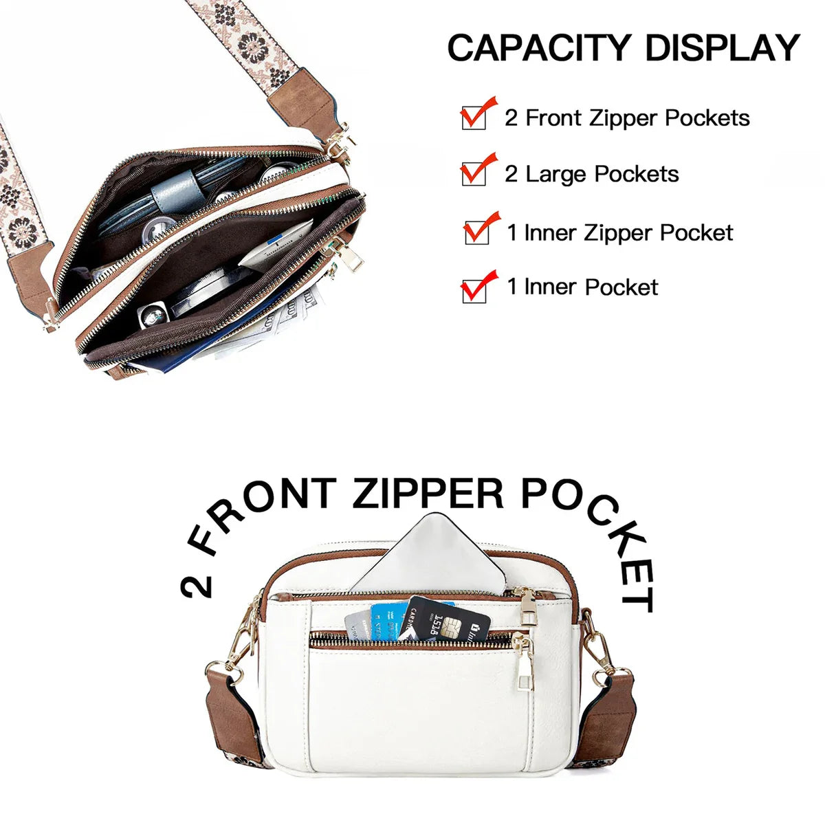 Handmade Crossbody Leather Bags with Colorful Straps - Stylish Purses & Wallets for Women