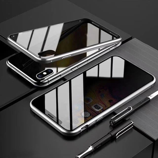 iPhone Anti-Peep Magnetic Case – Privacy Screen Protector with Double-Sided Tempered Glass, Wireless Charging Support
