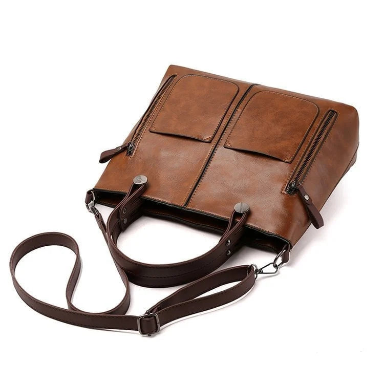 Vintage Leather Shoulder Bag for Women - Classic Crossbody Design with High-Quality Leather