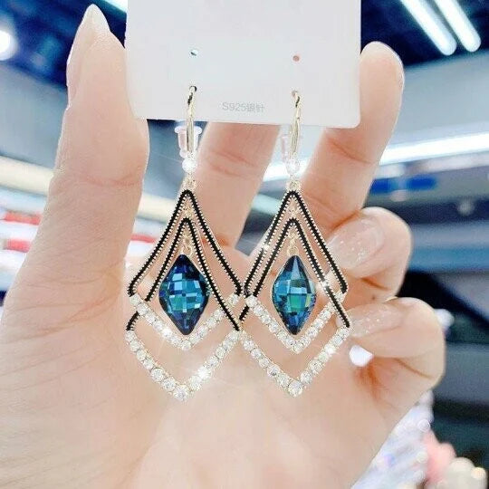 Diamond-Shaped Sapphire Earrings