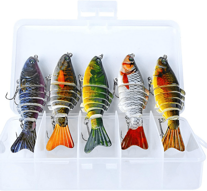 Bionic Swimming Fishing Lure – Realistic Multi-Jointed Artificial Bait with 3D Eyes & Treble Hooks for Freshwater & Saltwater