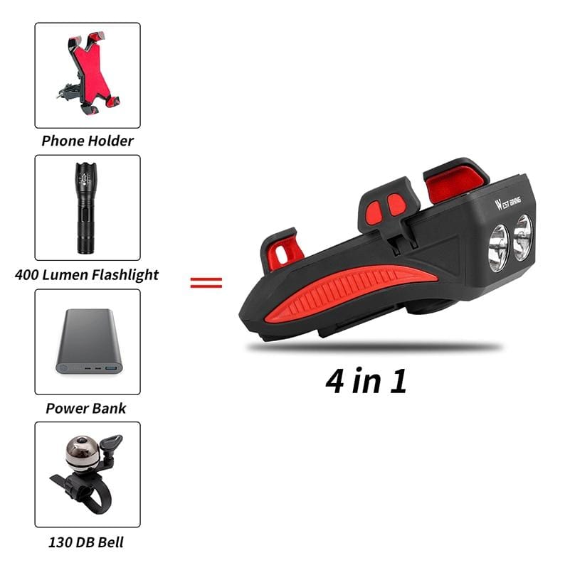 Multi-function Bike Light With Phone Holder