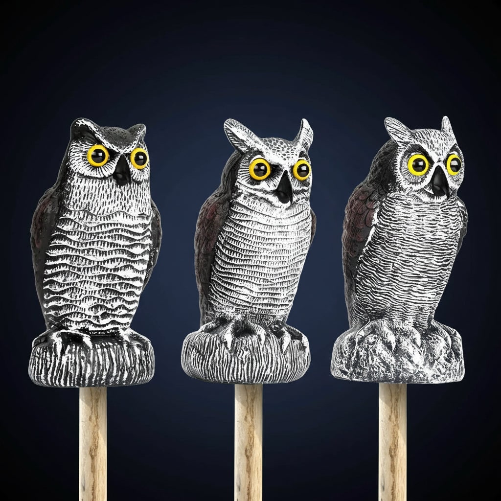 Halloween Owl Decoy Statue with Bird Deterrent Scarecrow Design Outdoor