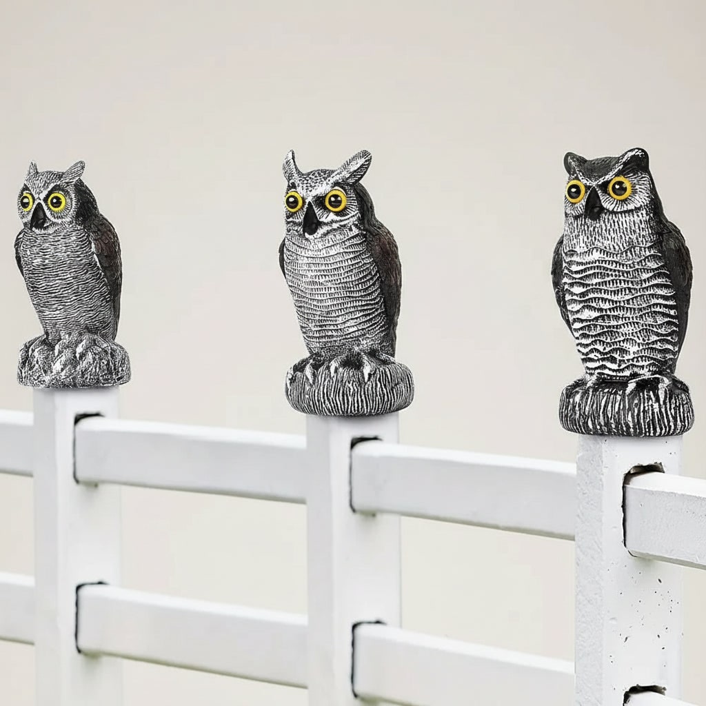 Halloween Owl Decoy Statue with Bird Deterrent Scarecrow Design Outdoor