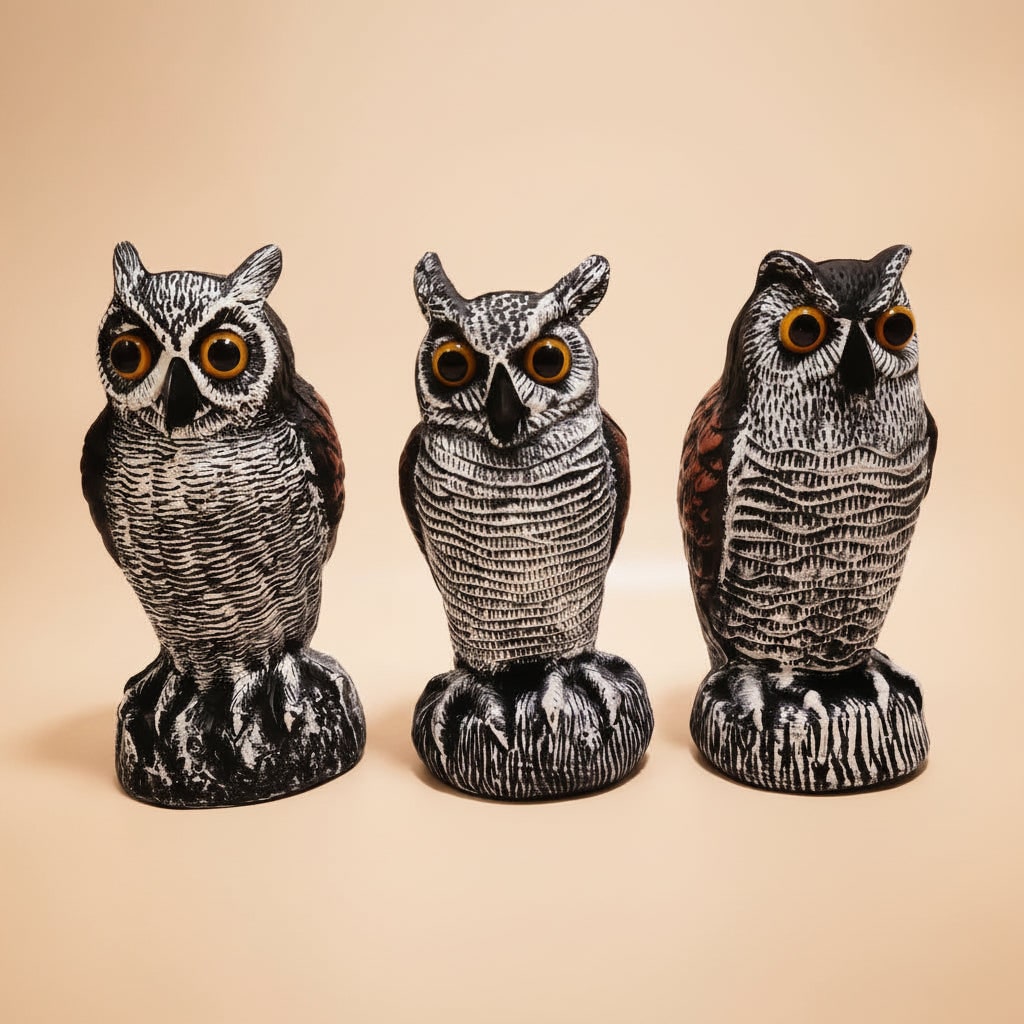 Halloween Owl Decoy Statue with Bird Deterrent Scarecrow Design Outdoor