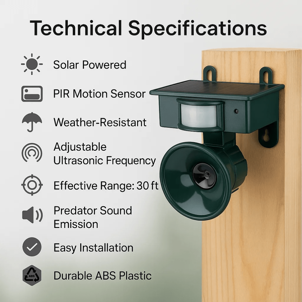 FEATHERBLOCK – Motion-Activated Bird Repeller for Quiet & Clean Outdoor Spaces