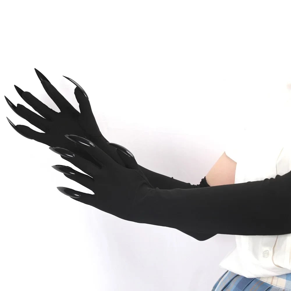Black Elbow Length Claw Gloves for Halloween Witch Costume