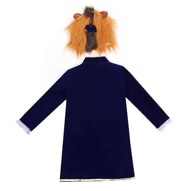 Boys' Halloween Beauty and beast mutant Costume with Velvet Jacket and Faux Fur Hood