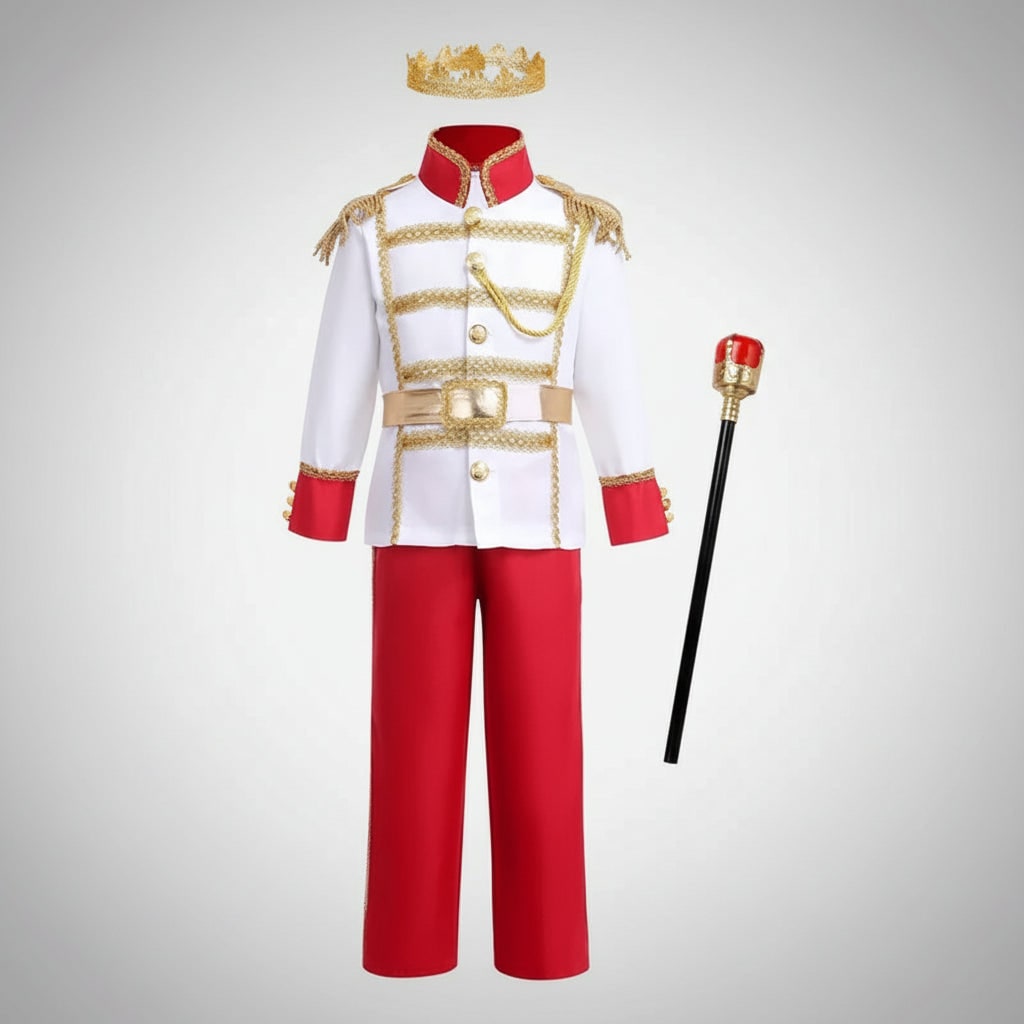 Boys' Halloween Prince Costume with Crown and Scepter for Royal Dress Up Party