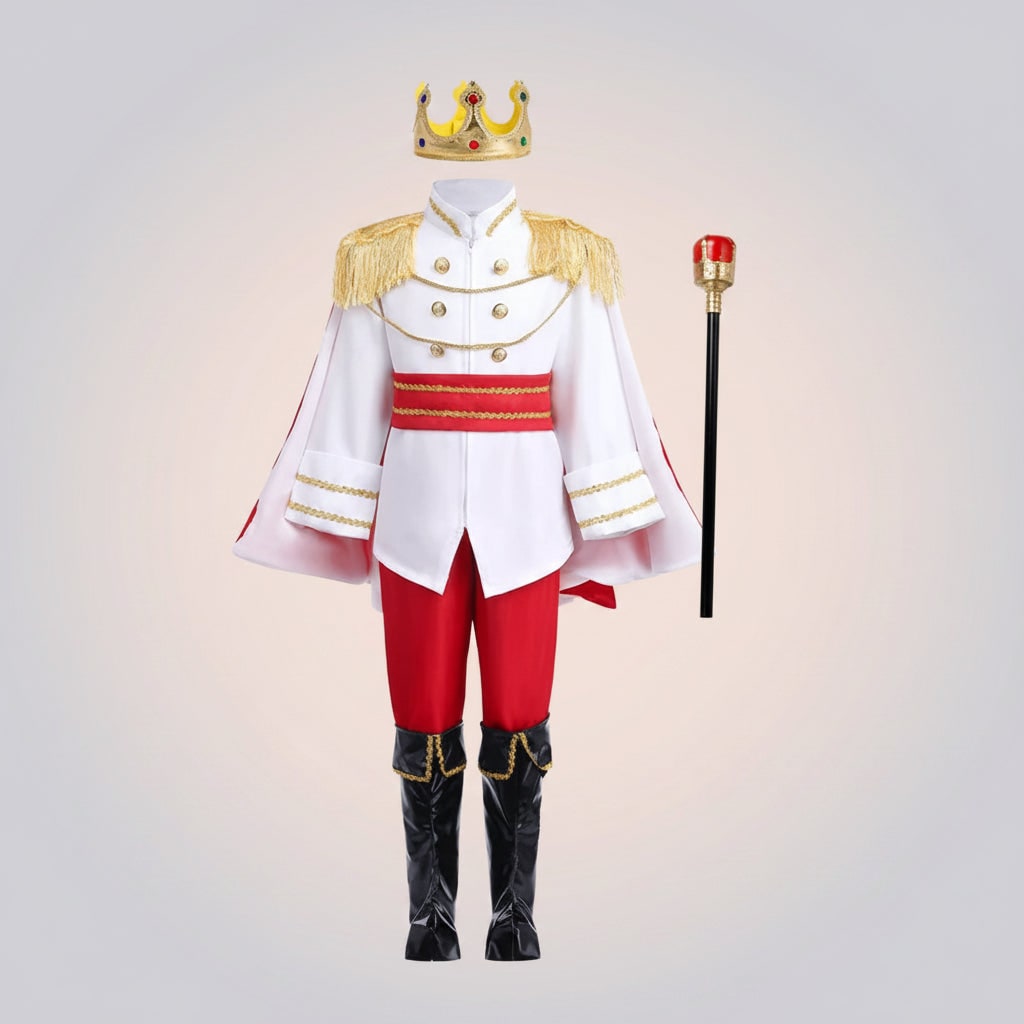 Boys' Halloween Prince Costume with Crown and Scepter for Royal Dress Up Party