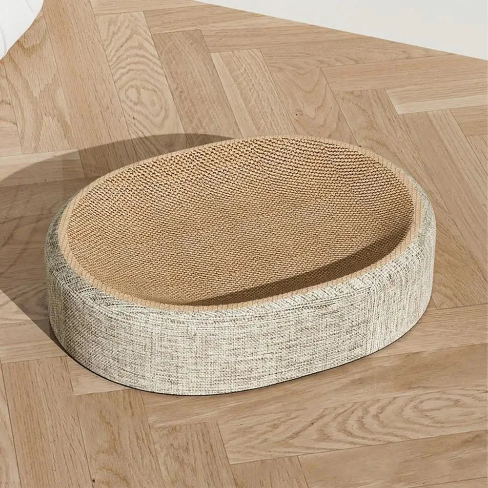 CATLOOM – Oval Sisal Cat Bed with Durable Scratch Surface and Soft Rest