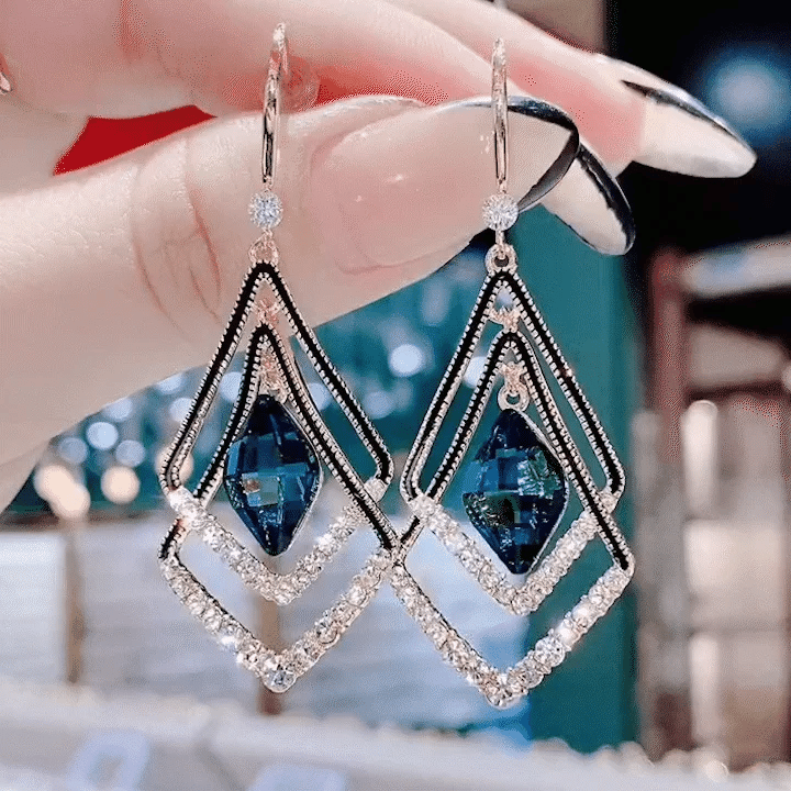 Diamond-Shaped Sapphire Earrings