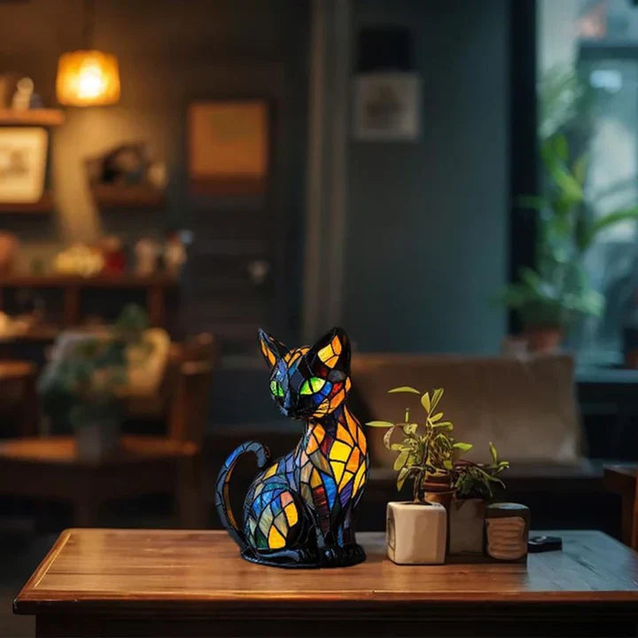 Stained Glass Cat Table Lamp