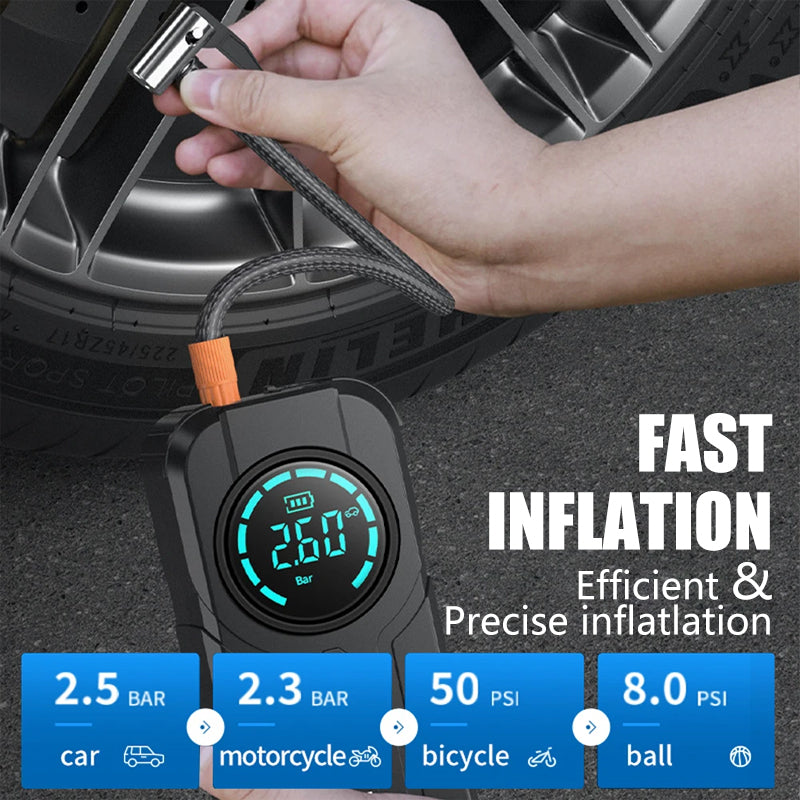 Compact Car Air Pump Jump Starter LED Light