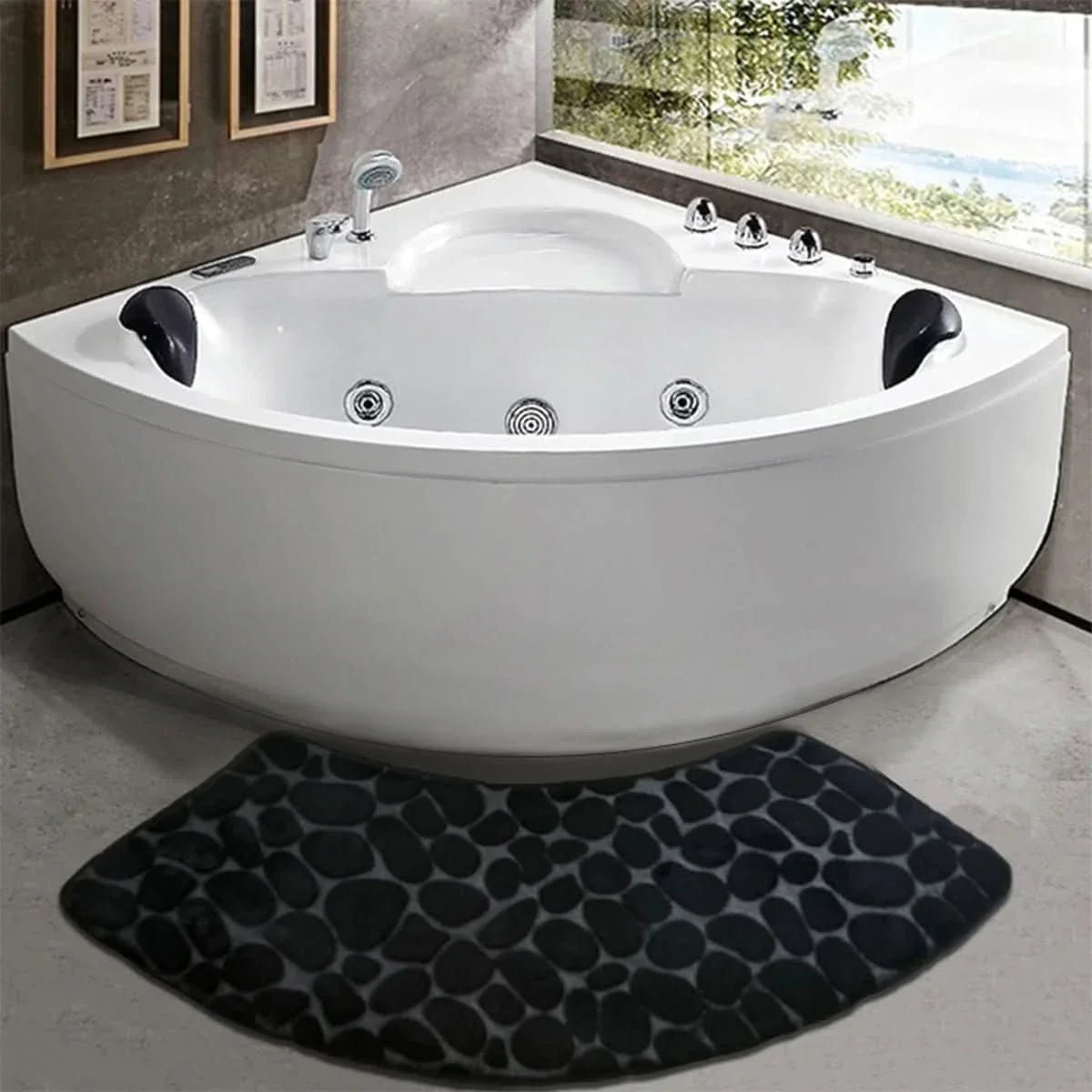Curved Bathroom Mat - Thick Absorbent Non-Slip Bath Mat for Bathroom Safety