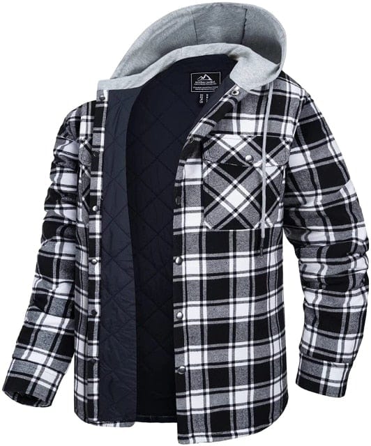 Long Sleeve Quilted Lined Plaid Coat