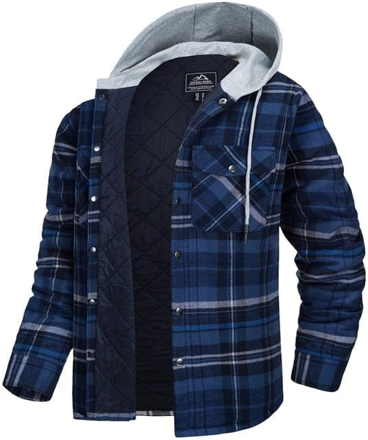 Long Sleeve Quilted Lined Plaid Coat