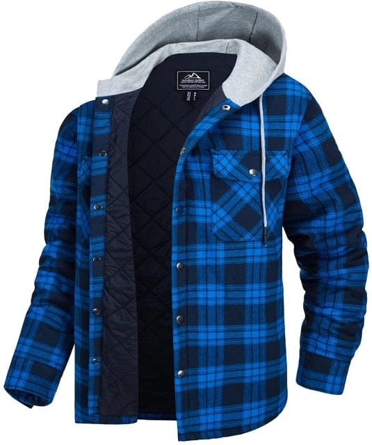Long Sleeve Quilted Lined Plaid Coat