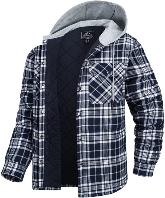 Long Sleeve Quilted Lined Plaid Coat