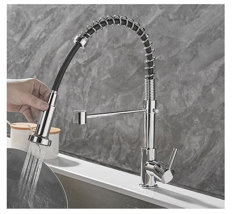 DualFlow Kitchen Tap – Black & Gold Brass Faucet with Dual Spout and Single-Lever Control