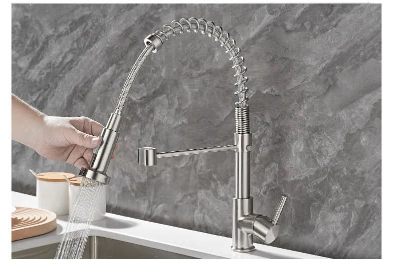 DualFlow Kitchen Tap – Black & Gold Brass Faucet with Dual Spout and Single-Lever Control