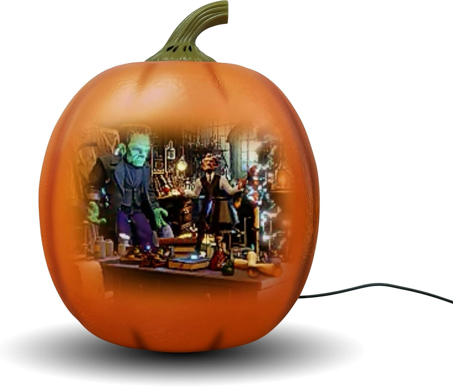 Animated Singing Halloween Pumpkin – Motion Sensor Talking Jack with Projected Face, Speaker, 80-Min Animation, USB or Battery Powered