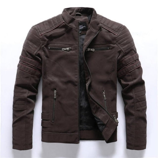 Inner Fleece PU Faux Leather Jacket