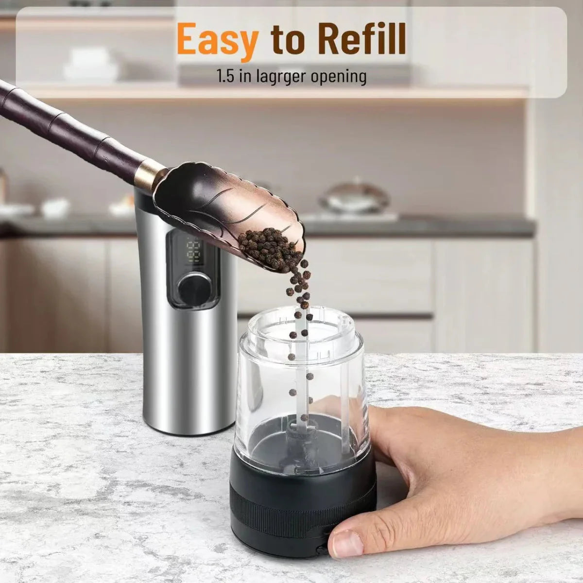 FINECOARSE – Rechargeable Electric Salt and Pepper Grinder Set with Adjustable Coarseness