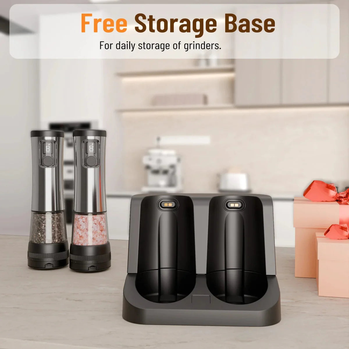 FINECOARSE – Rechargeable Electric Salt and Pepper Grinder Set with Adjustable Coarseness