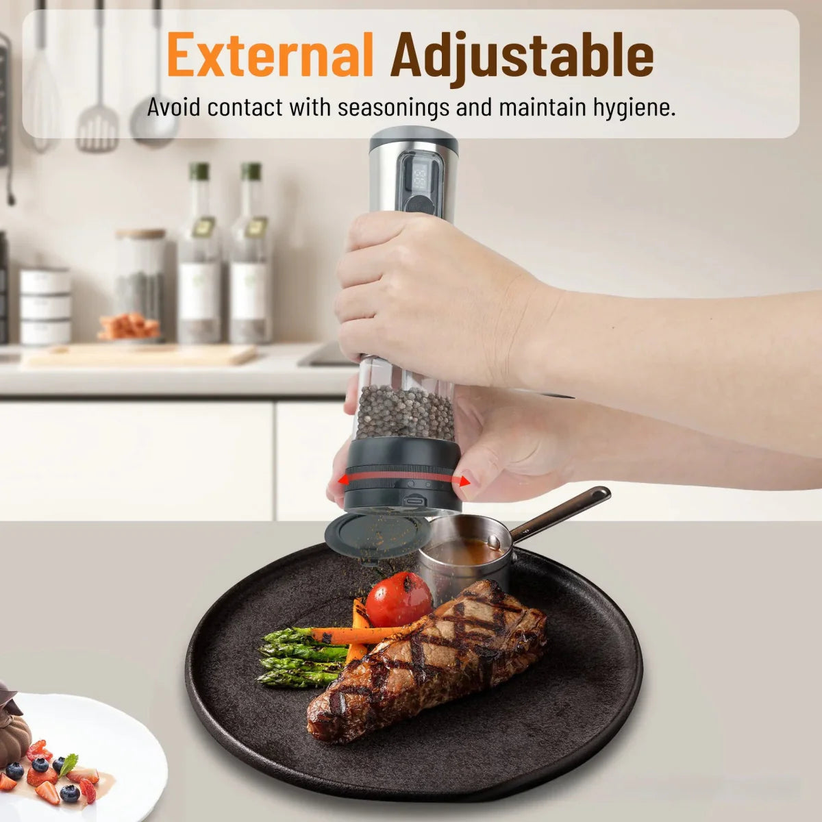 FINECOARSE – Rechargeable Electric Salt and Pepper Grinder Set with Adjustable Coarseness