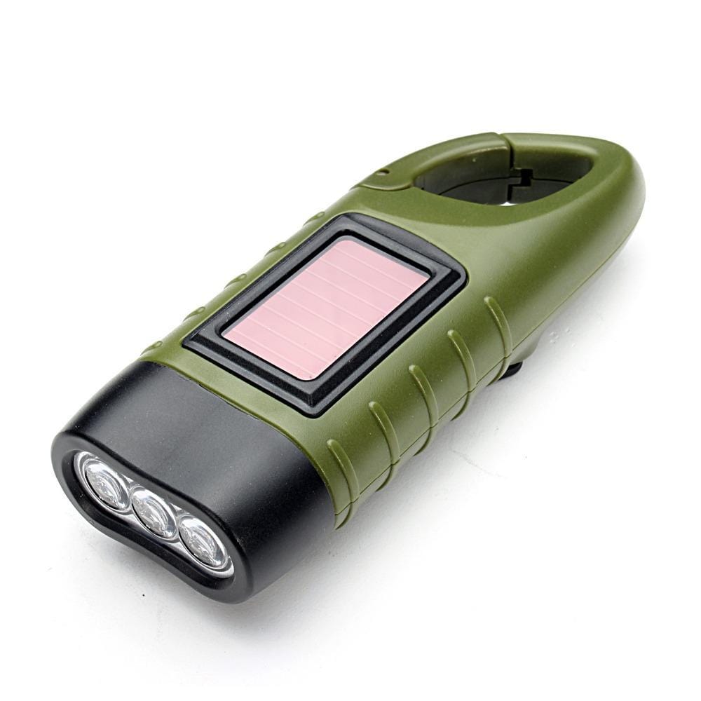 Emergency Rechargeable Hand Crank Dynamo Solar LED Flashlight