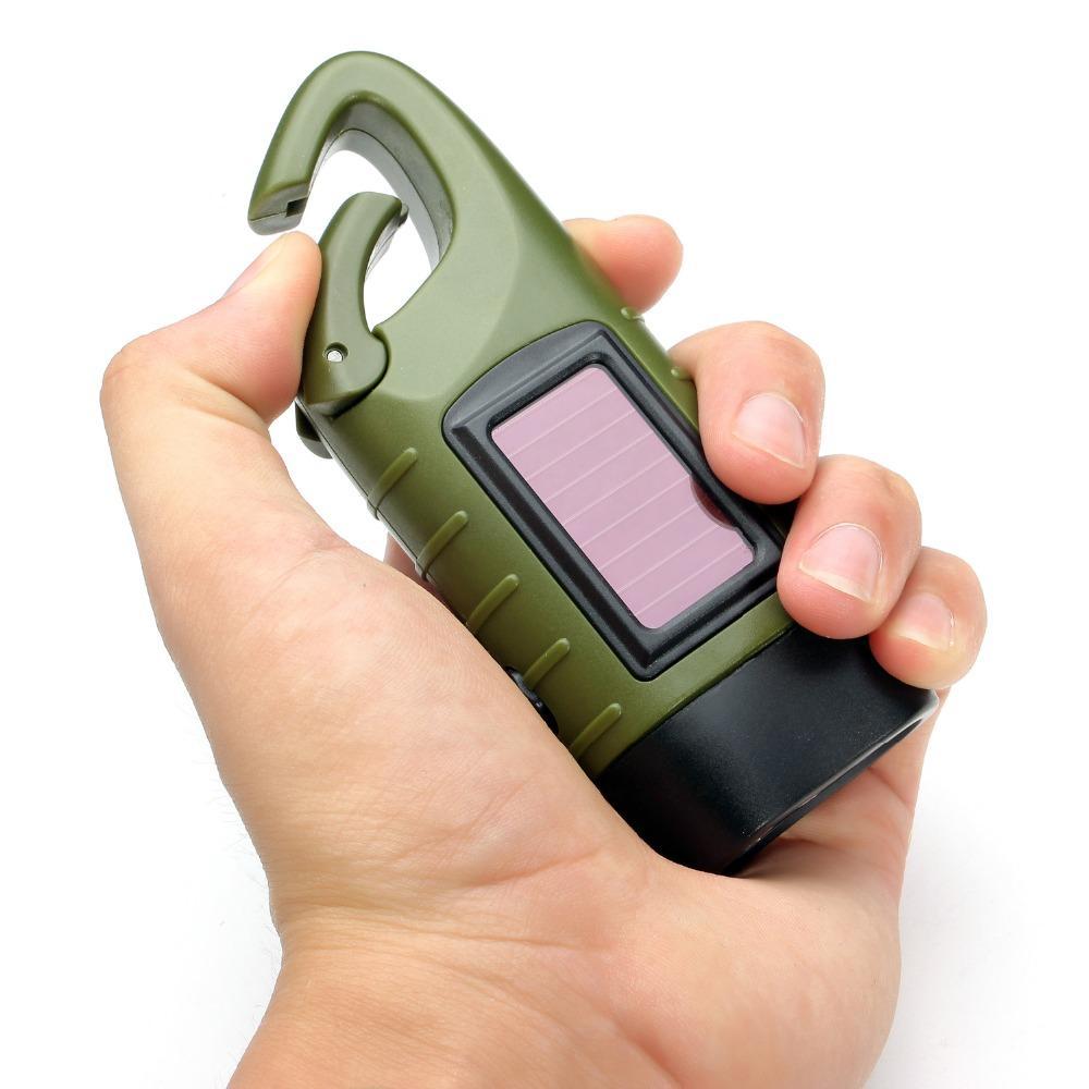 Emergency Rechargeable Hand Crank Dynamo Solar LED Flashlight