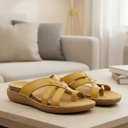 FOOTBALM – Women's Flat Orthopedic Sandals with Cushioned Cross Straps